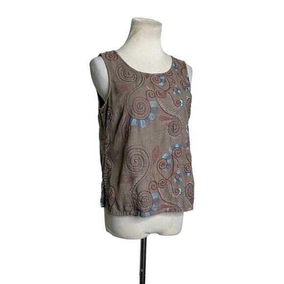Russ Berens vintage brown embroidered tank top size Small - Picture 9 of 9